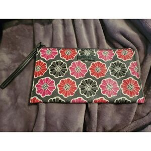 Vera Bradley Wristlet Clutch‎ Zip Pouch Cosmetic Bag Floral Red Pink Black